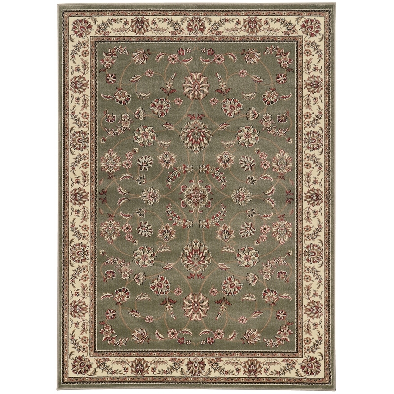 Radici USA Como Traditional Oriental Floral Green Rectangular Polypropylene Area Rug 3'3