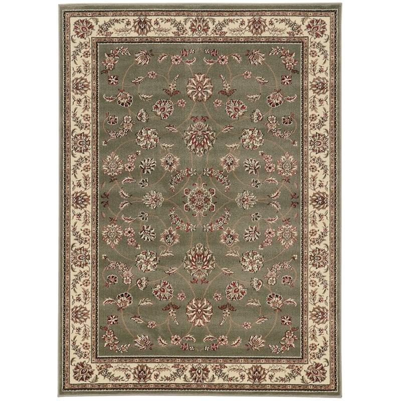 Radici USA Como Traditional Oriental Floral Green Rectangular Polypropylene Area Rug 5'5