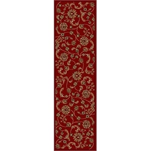 Radici USA Como Transitional Botanical Red Runner Polypropylene Rug 2'2&quot x 7'7&quot
