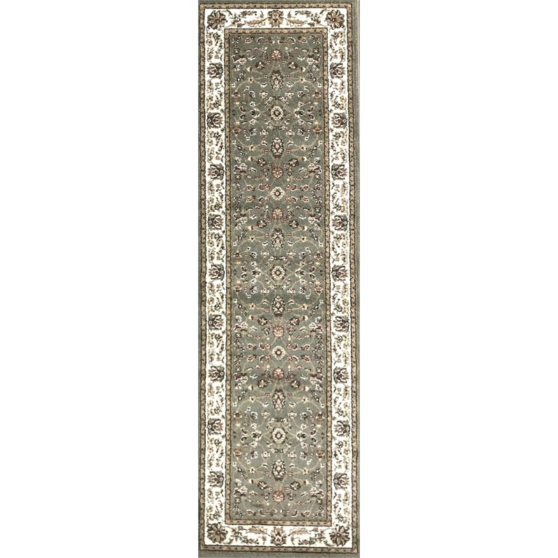 Radici USA Como Traditional Oriental Floral Green Runner Polypropylene Rug 2'2