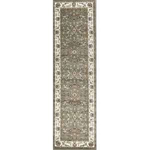 Radici USA Como Traditional Oriental Floral Green Runner Polypropylene Rug 2'2&quot x 7'7&quot