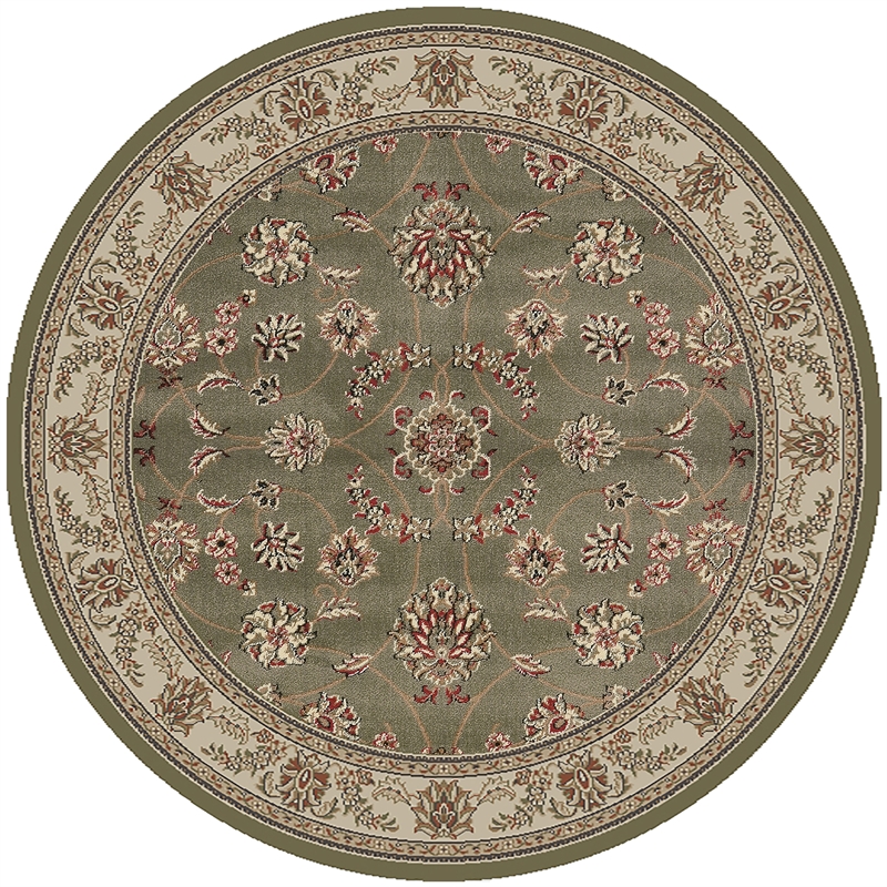 Radici USA Como Traditional Oriental Floral Green 8' Round Polypropylene Area Rug