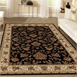 Radici USA Como Traditional Oriental Floral Black Rectangular Polypropylene Area Rug 7'9