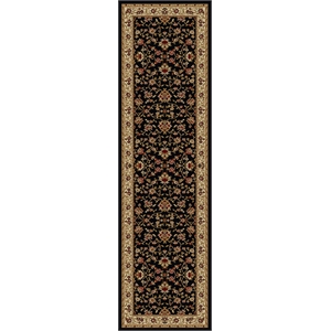 Radici USA Como Traditional Oriental Floral Black Runner Polypropylene Rug 2'2&quot x 7'7&quot