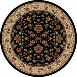 Radici USA Como Traditional Oriental Floral Black 5'3&quot Round Polypropylene Area Rug