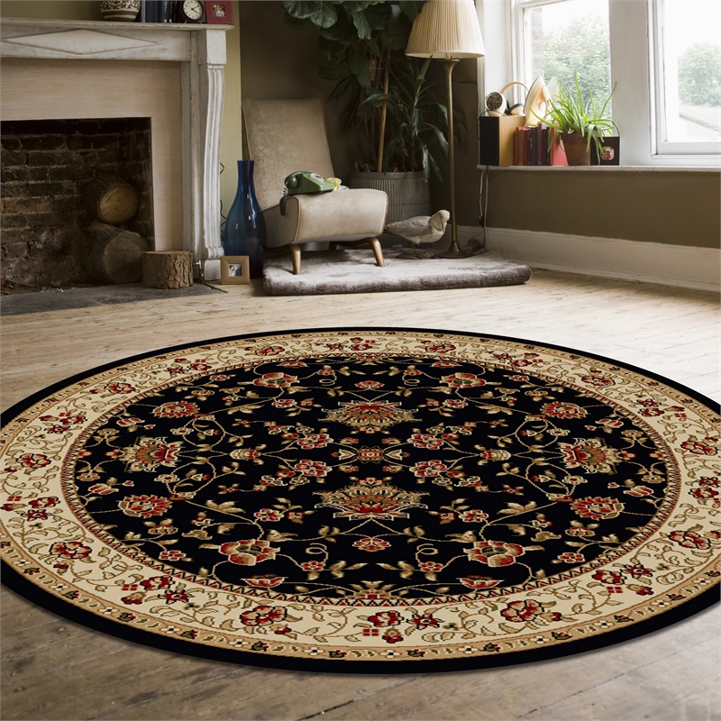Radici USA Como Traditional Oriental Floral Black 5'3