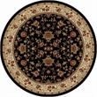 Radici USA Como Traditional Oriental Floral Black 8' Round Polypropylene Area Rug