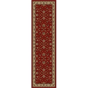 Radici USA Como Traditional Oriental Floral Red Runner Polypropylene Rug 2'2&quot x 7'7&quot