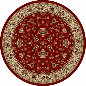 Radici USA Como Traditional Oriental Floral Red 8' Round Polypropylene Area Rug
