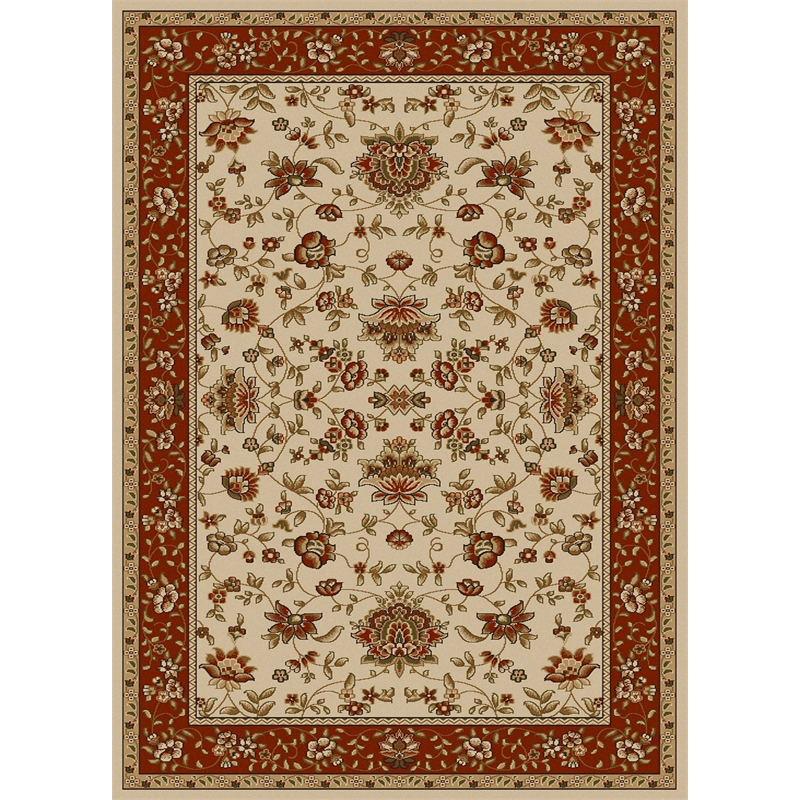 Radici USA Como Traditional Oriental Floral Ivory Rectangular Polypropylene Area Rug 7'9