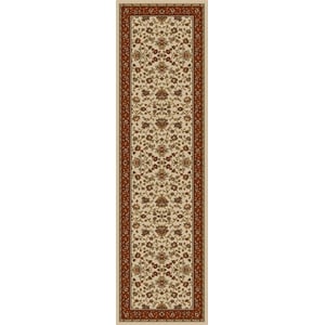 Radici USA Como Traditional Oriental Floral Ivory Runner Polypropylene Rug 2'2&quot x 7'7&quot