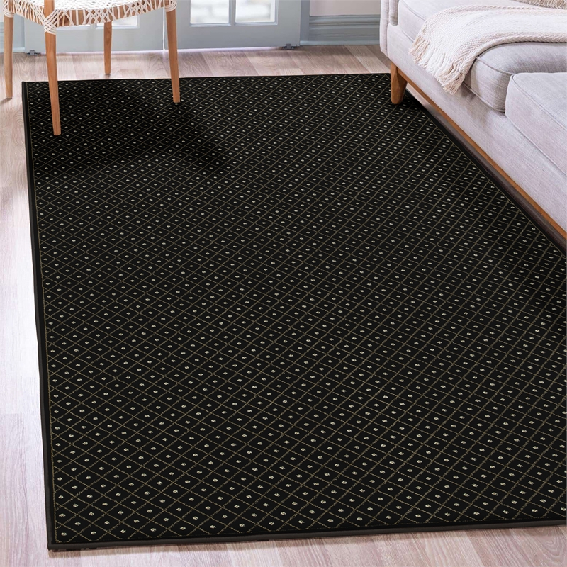 Como 782 Transitional Geometric Black Rectangular Polypropylene Area Rug 3'3