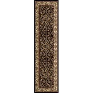 Radici USA Noble Traditional Oriental Floral 2'2&quot x 8' Rectangular Polypropylene Area Rug in Black
