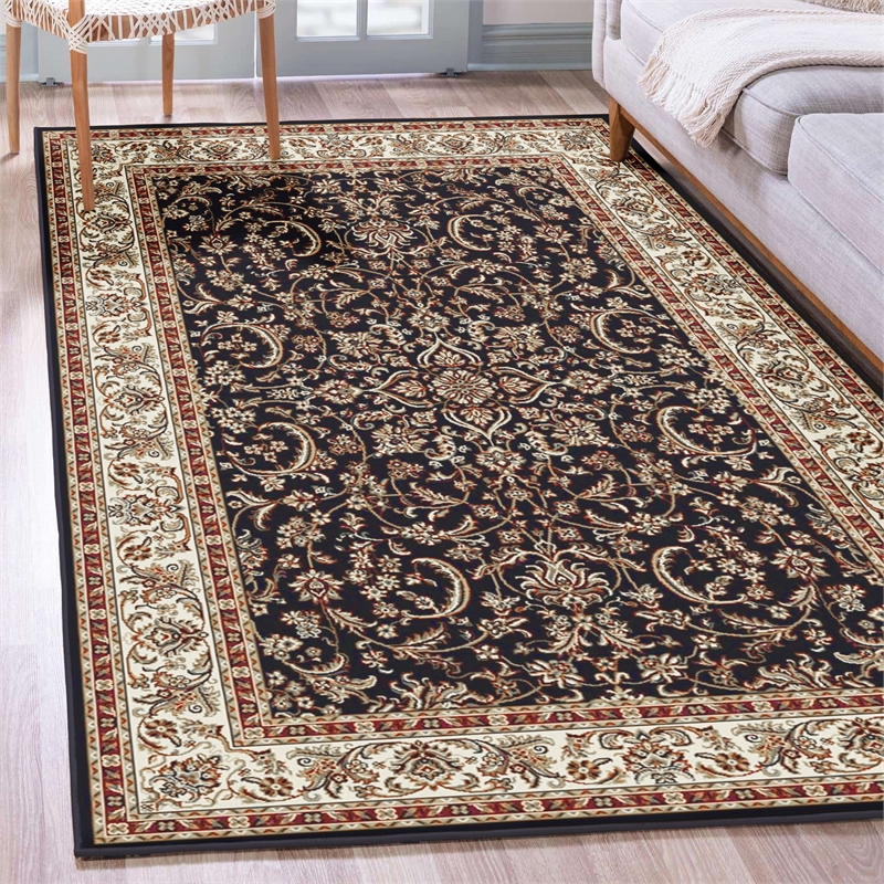Radici USA Noble Black Traditional Oriental Area Rug 5x8 Polypropylene