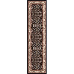 Radici USA Noble Traditional Oriental Floral 2'2&quot x 8' Rectangular Polypropylene Area Rug in Black