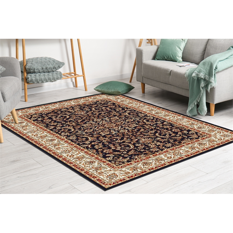 Radici USA Noble Black Traditional Oriental Area Rug 5x8 Polypropylene