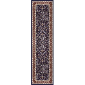 Radici USA Noble Traditional Oriental Floral 2'2&quot x 8' Rectangular Polypropylene Area Rug in Navy