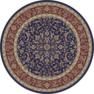 Radici USA Noble Traditional Oriental Floral 5'3&quot x 5'3&quot Round Polypropylene Area Rug in Navy