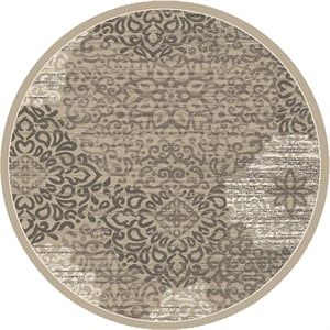Radici USA Pisa Modern Transitional 5'3&quot x 5'3&quot Round Polypropylene Area Rug in Beige