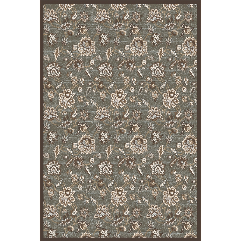 Radici USA Pisa Traditional Floral Light Green Rectangular Polypropylene Area Rug 7'10
