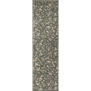 Radici USA Pisa Botanical Floral Light Green Runner Polypropylene Rug 2'2&quot x 7'7&quot