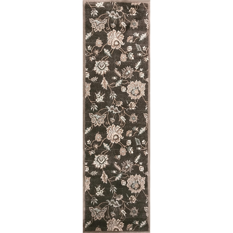 Radici USA Pisa Traditional Floral Brown Runner Polypropylene Rug 2'2