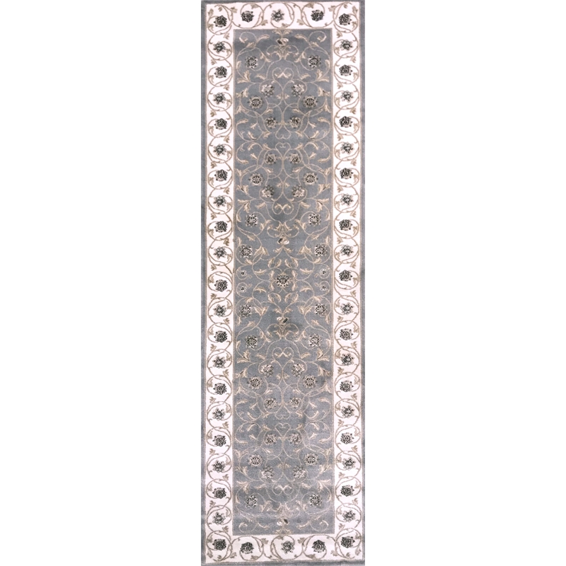 Radici USA Pisa Traditional Vine Floral Gray Runner Polypropylene Rug 2'2