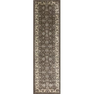 Radici USA Pisa Traditional Oriental Brown Runner Polypropylene Rug 2'2&quot x 7'7&quot