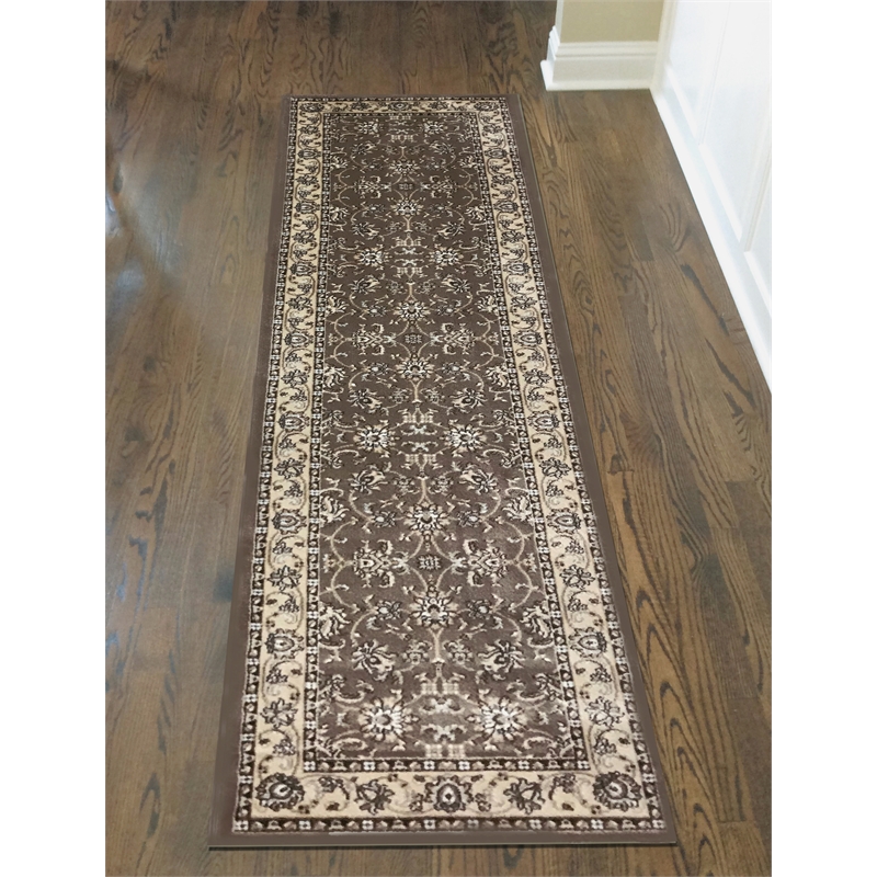 Radici USA Pisa Traditional Oriental Brown Runner Polypropylene Rug 2'2