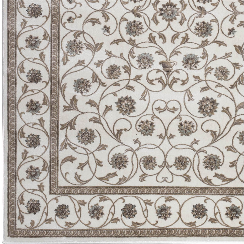 Radici USA Pisa Traditional Vine Floral Bone White Rectangular Polypropylene Area Rug 5'3