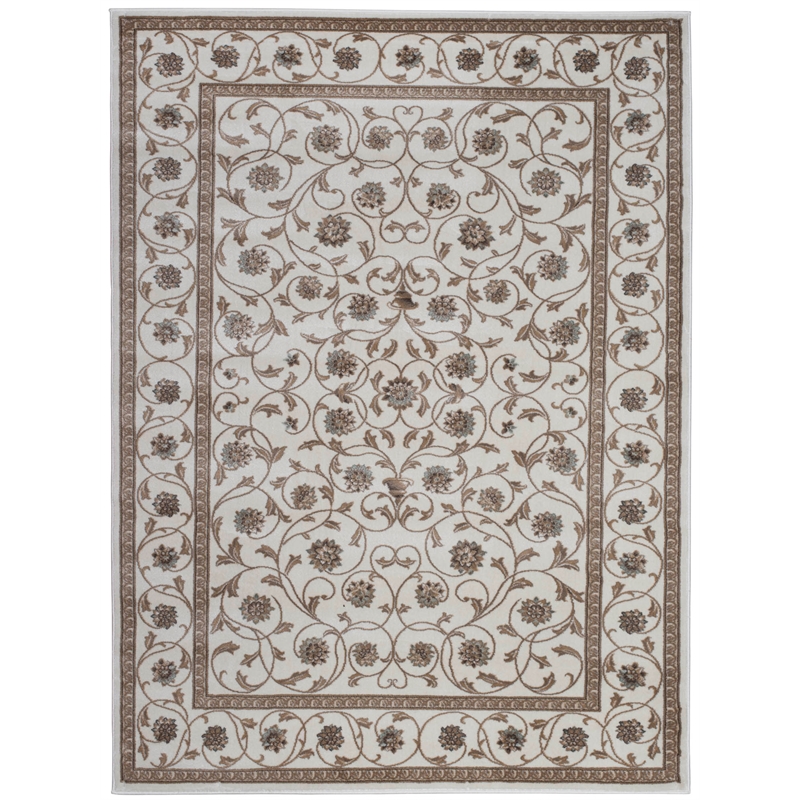 Radici USA Pisa Traditional Vine Floral Bone White Rectangular Polypropylene Area Rug 7'10