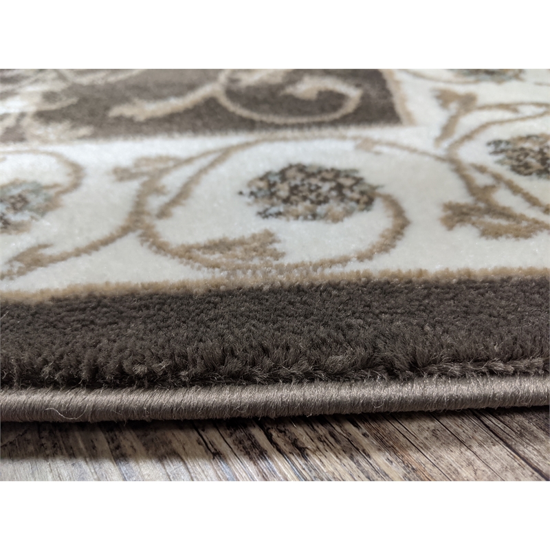 Radici USA Pisa Traditional Vine Floral Brown Rectangular Polypropylene Area Rug 3'3