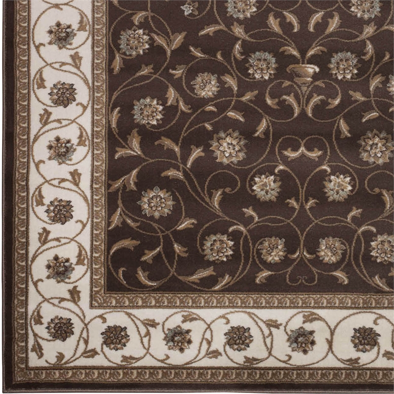 Radici USA Pisa Traditional Vine Floral Brown Rectangular Polypropylene Area Rug 7'10