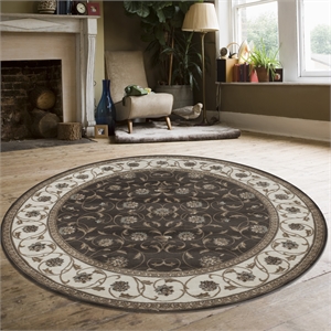 Radici USA Pisa Traditional Vine Floral Brown 7'10&quot Round Polypropylene Area Rug