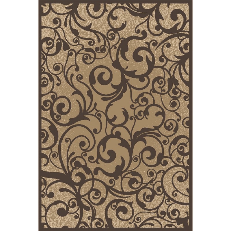 Radici USA Pisa Transitional Scroll Beige Rectangular Polypropylene Area Rug 5'3