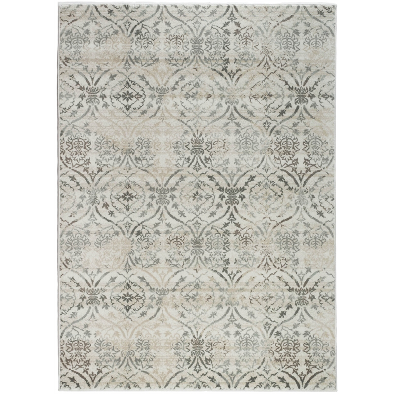 Radici USA Pisa Transitional Damask Bone White Rectangular Polypropylene Area Rug 3'3