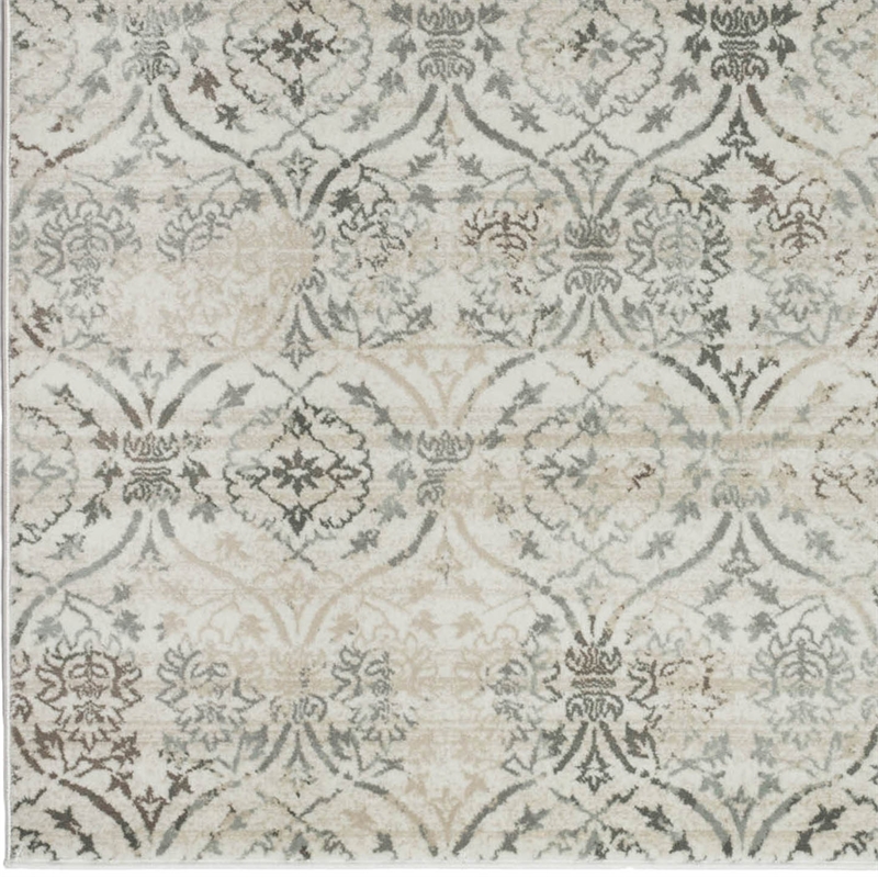 Radici USA Pisa Transitional Damask Bone White Rectangular Polypropylene Area Rug 5'3