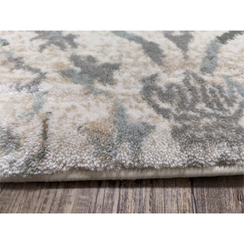 Radici USA Pisa Transitional Damask Bone White Rectangular Polypropylene Area Rug 5'3