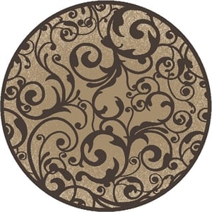 Radici USA Pisa Transitional Scroll Beige 5'3&quot Round Polypropylene Area Rug