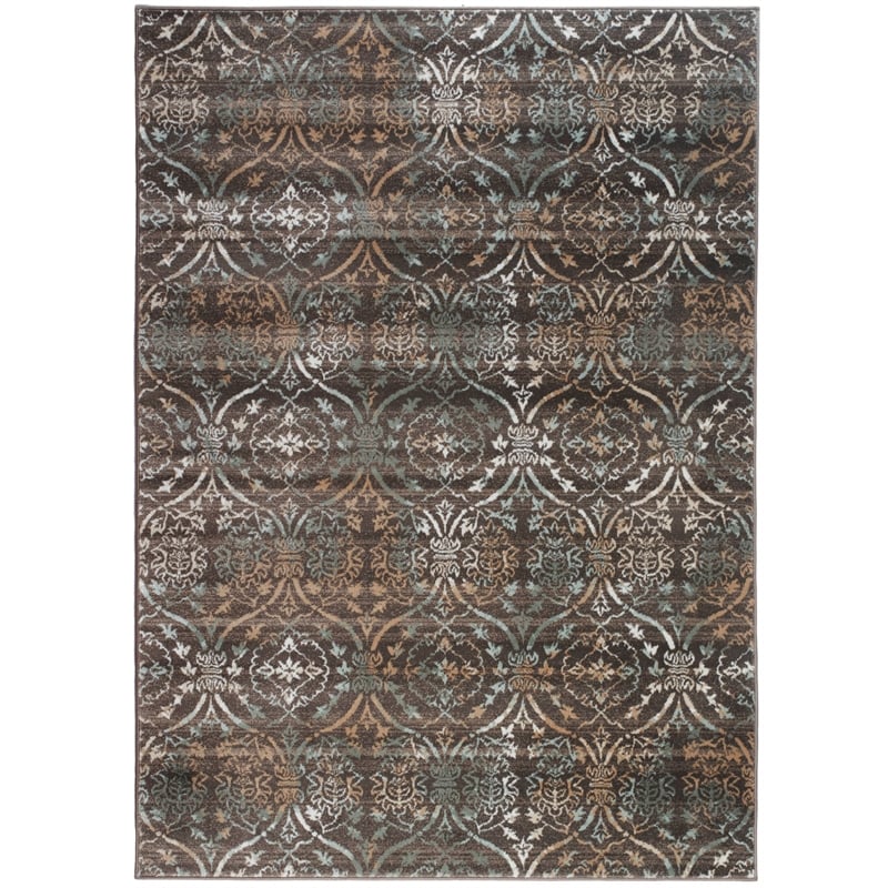 Radici USA Pisa Transitional Damask Brown Rectangular Polypropylene Area Rug 3'3