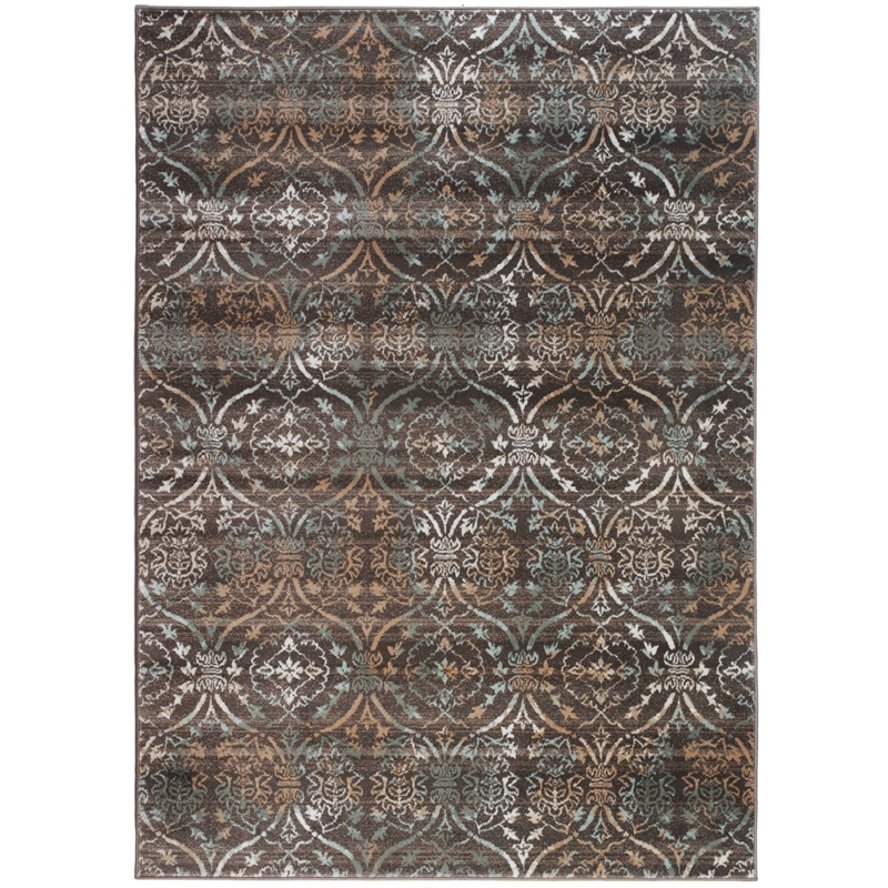 Radici USA Pisa Transitional Damask Brown Rectangular Polypropylene Area Rug 5'3