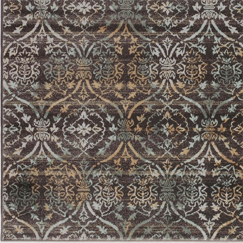 Radici USA Pisa Transitional Damask Brown Rectangular Polypropylene Area Rug 5'3