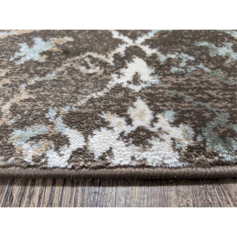 Radici USA Pisa Transitional Damask Brown Rectangular Polypropylene Area Rug 5'3