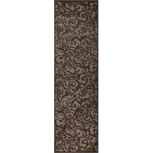 Radici USA Pisa Transitional Scroll Brown Runner Polypropylene Rug 2'2&quot x 7'7&quot