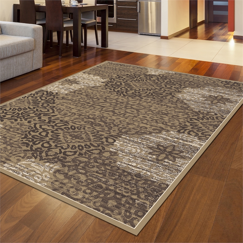 Radici USA Pisa Modern Transitional Beige Rectangular Polypropylene Area Rug 7'10