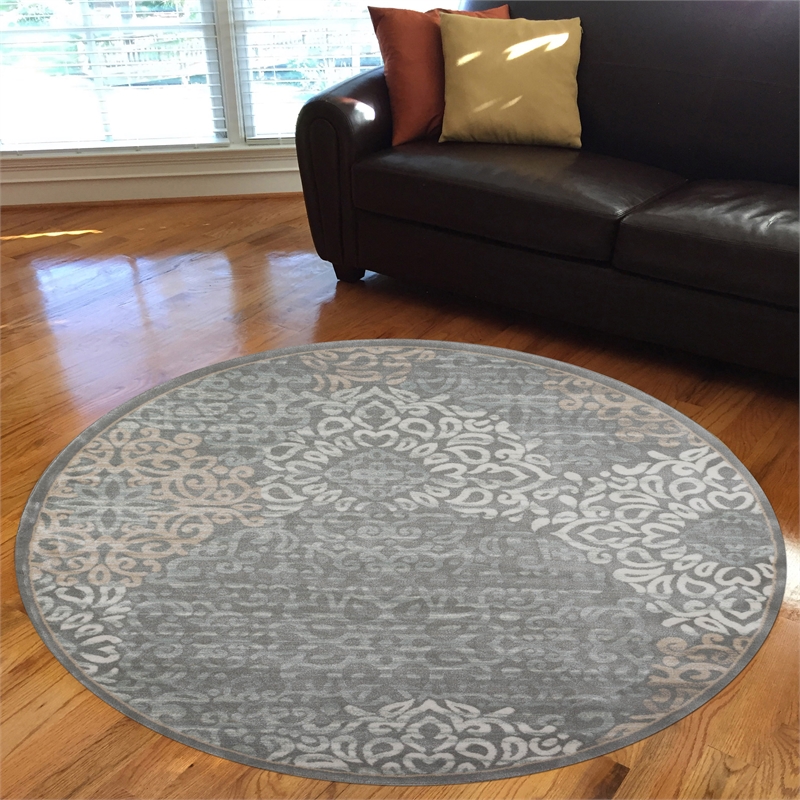 Radici USA Pisa Modern Transitional Gray Round Polypropylene Area Rug 7'10