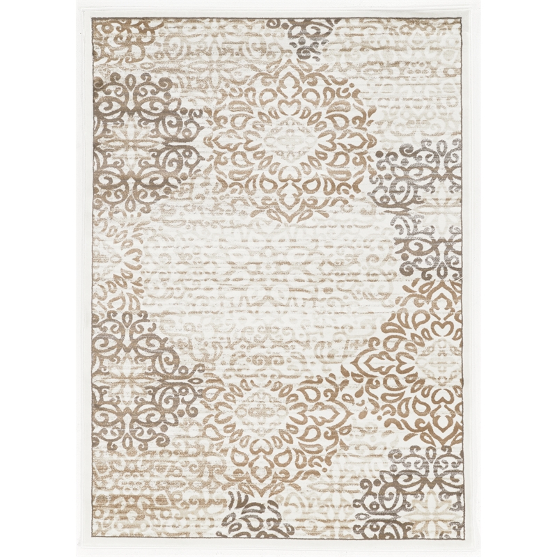 Radici USA Pisa Modern Transitional Bone White Rectangular Polypropylene Area Rug 3'3