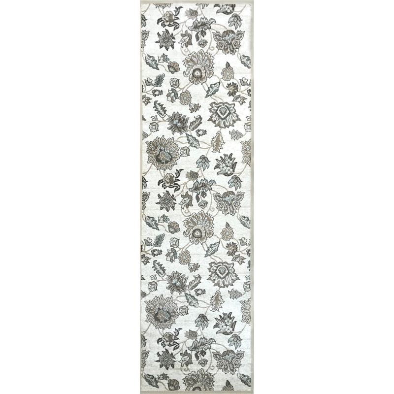 Radici USA Pisa Traditional Floral Bone White Runner Polypropylene Rug 2'2