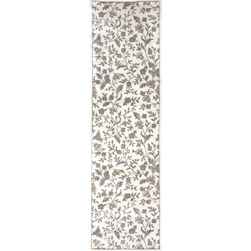 Radici USA Pisa Botanical Floral Bone White Runner Polypropylene Rug 2'2