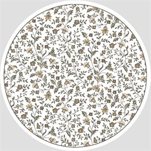 Radici USA Pisa Botanical Floral Bone White 5'3&quot Round Polypropylene Area Rug